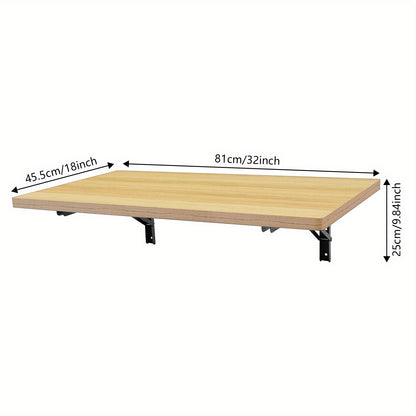 81.28x45.72 cm Heavy-Duty Foldable Wall-Mounted Workbench with Adjustable Height (56.9cm-91.95cm) - Space-Saving Metal Frame & Wood-Like Surface, 49.9 KG Capacity, Manual Operation for Workshop, Garage, Home Office - Modern M