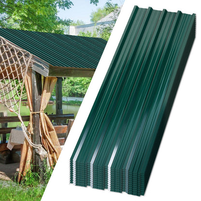 Dakplaten – Dakpanelen – Golfplaten – Dakbedekking – Wandpanelen – Gegalvaniseerd Staal – 129x46 cm – Weerbestendig Groen – Trapéziumprofiel – 0,25 mm Dik
