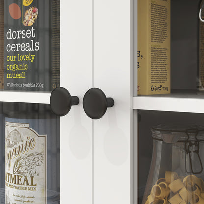Hoge Keukenkast – Keukenkast Met Laden – Opbergkast – Buffetkast – Vitrinekast – Verstelbare Planken – Kabeldoorvoer Werkblad – Wit Melamine 74,5x40x172 cm