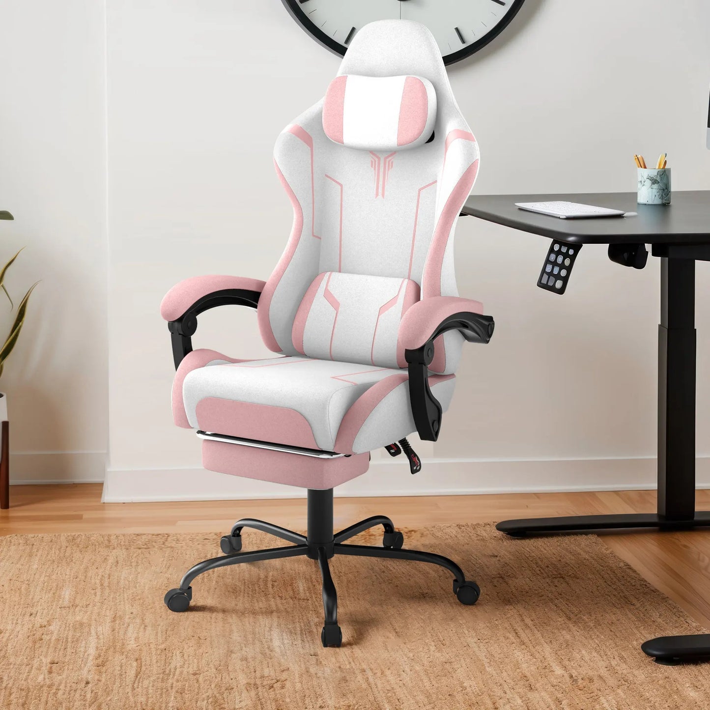 Ergonomic Gaming and Office Chair with Lumbar Support & Headrest Adjustable Height, Built in Footrest, 135kg Weight Capacity, Ideal for PC Gaming and Work, Pc Gaming Chair, Gaming Ergonomic Chair, Adjustable Computer Chair, S