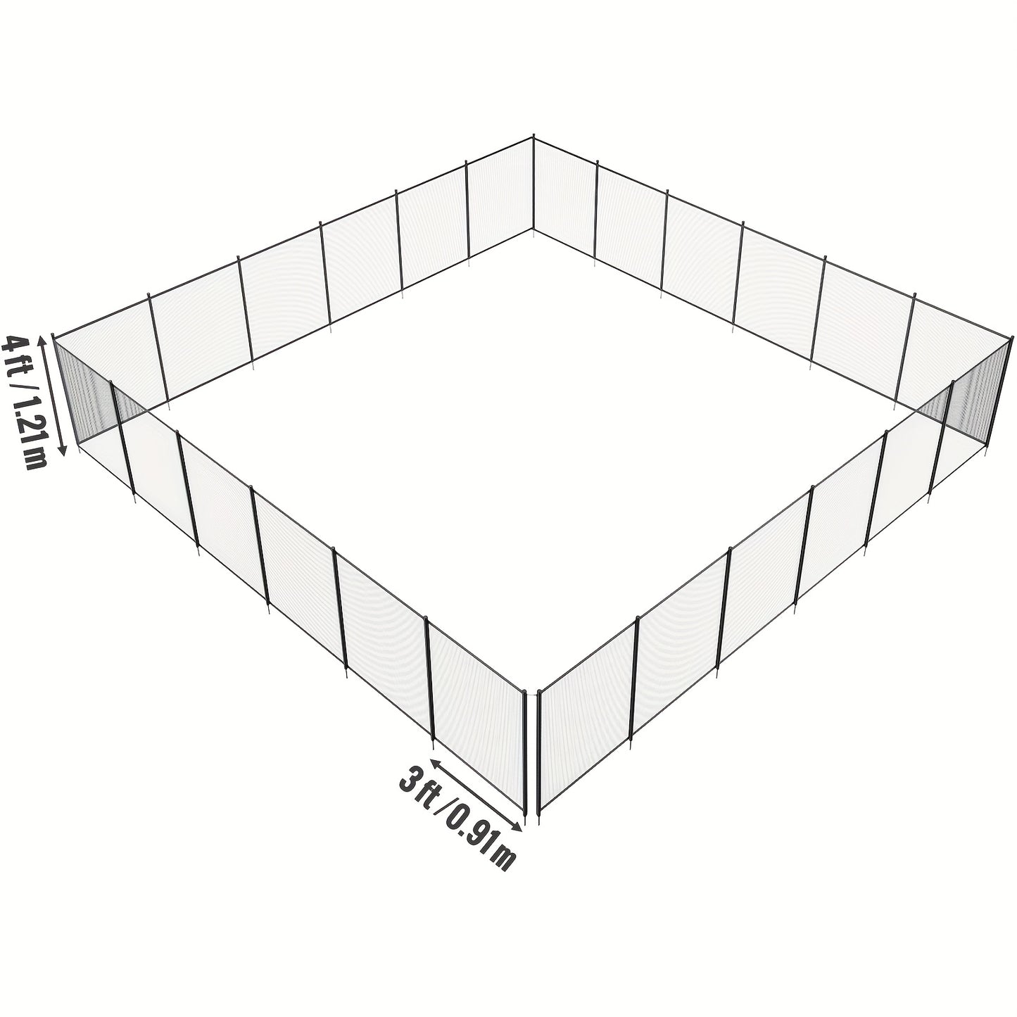 Zwembadhek – Zwembadafsluiting – Pool Fence – Veiligheidshek – Zwembadomheining – Zwart Gecoat Roestvrij Staal – 4x72FT (121,92x2194,56 cm) – Kindveilig & Eenvoudige Installatie