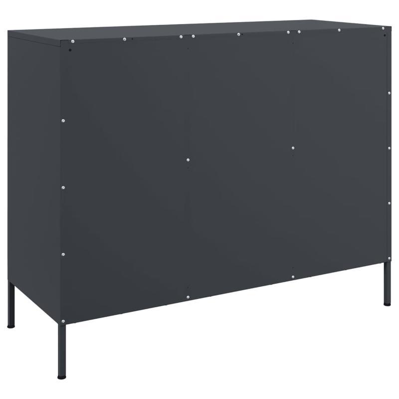 Anthracite-Colored Steel Sideboard Measuring 100.5X39X79 Cm, Practical And Detachable.
