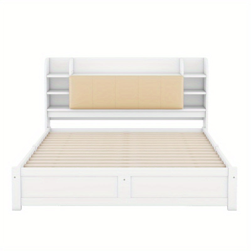 Hoofdbord Bed – Bedpaneel – Bedframe – Opbergbed – Bedombouw – 180x200cm – Vier Laden – Meerdere Opbergvakken – Wit – Opvouwbaar