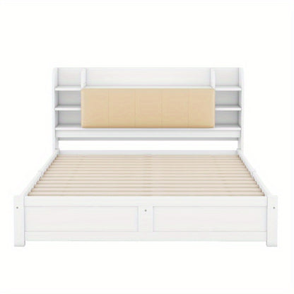 Hoofdbord Bed – Bedpaneel – Bedframe – Opbergbed – Bedombouw – 180x200cm – Vier Laden – Meerdere Opbergvakken – Wit – Opvouwbaar