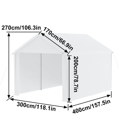 Partytent – Tuinpaviljoen – Overkapping – Carport – Schaduwtent – Inklapbaar – UV-Bescherming – 3x4 Meter – Stevig Metalen Frame – Zijwanden Met Rits