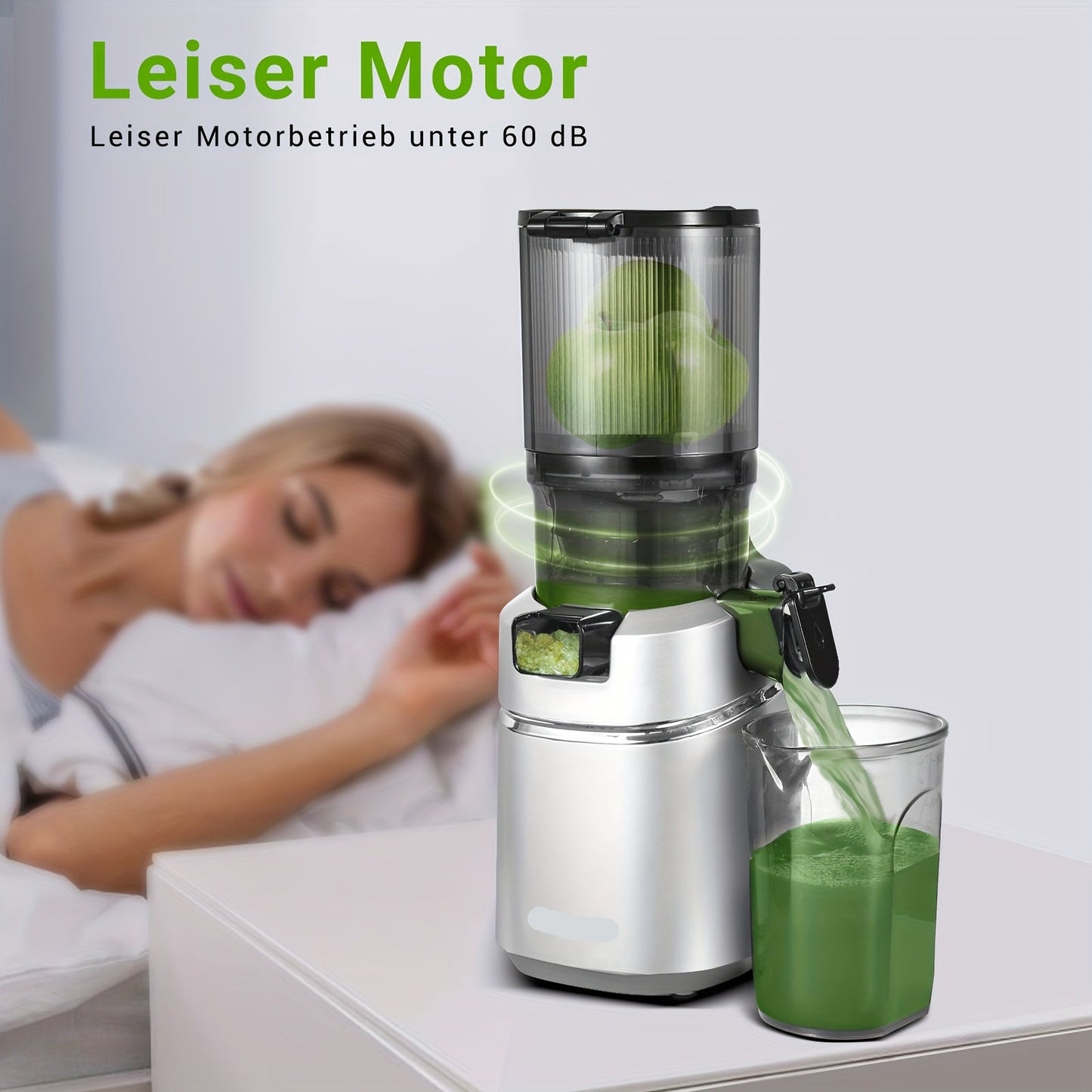 Slowjuicer – Slow Juicer – Sapmachine – Sapcentrifuge – Juicer – Brede Opening 13,5 Cm – 1,8 Liter Opvangbak – Stil Motor