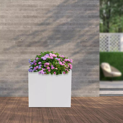 Metalen plantenbak – Plantenbak vierkant – Bloembak – Tuinbak – Plantenpot – Weerbestendig staal – 50,8 x 50,8 x 50,8 cm – Wit