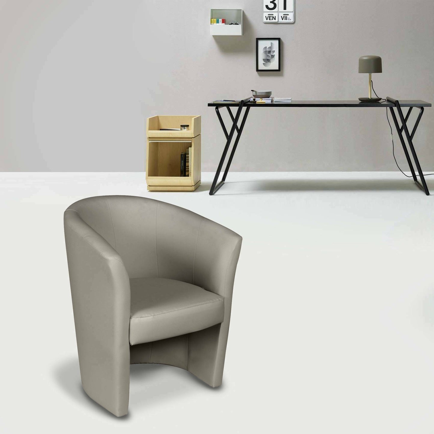 Dpanett Armchair, Upholstered Living Room Chair, Padded Seat with Eco-Leather Armrests, 64x63x76 cm, Available in 5 Colors
