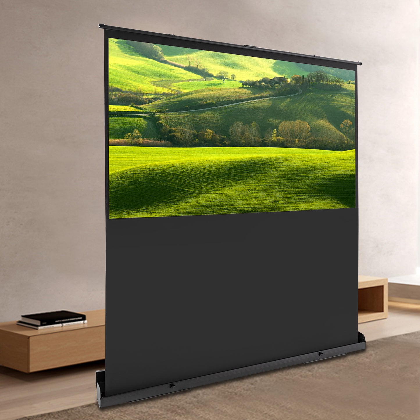 Projectiescherm – Draagbaar Scherm – Opvouwbaar Scherm – Presentatiescherm – Filmscherm – 80 Inch – Lichtgewicht Aluminium Frame – Stabiele Draaibare Voeten – Zwart