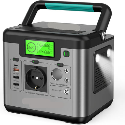 Draagbare Powerbank – Power Station – Noodstroom – Mobiele Accu – 518 Wh Capaciteit – 500W AC Uitgang - QUORE