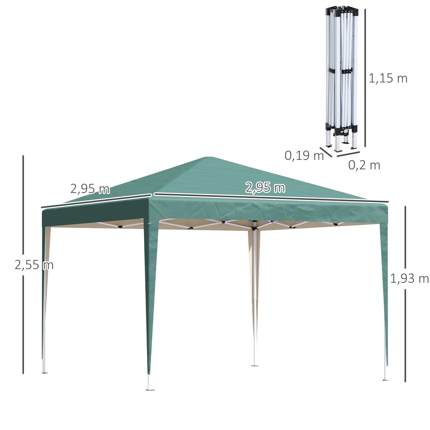 Vouwbare Tuin Tent – Partytent – Paviljoen – Prieel – Pagode – Anti-UV Bescherming – Stabiel Oxford Stof Met Staalframe – Groen 3x3x2,55m