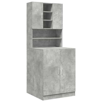 1pc Washing Machine Cabinet, Toilet Cabinet Above Washing Machine Toilet, Washing Machine Cabinet, Toilet Cabinet, Metal Wood Material. Washing Machine Cabinets 2pcs Processed Wood Concrete Grey.