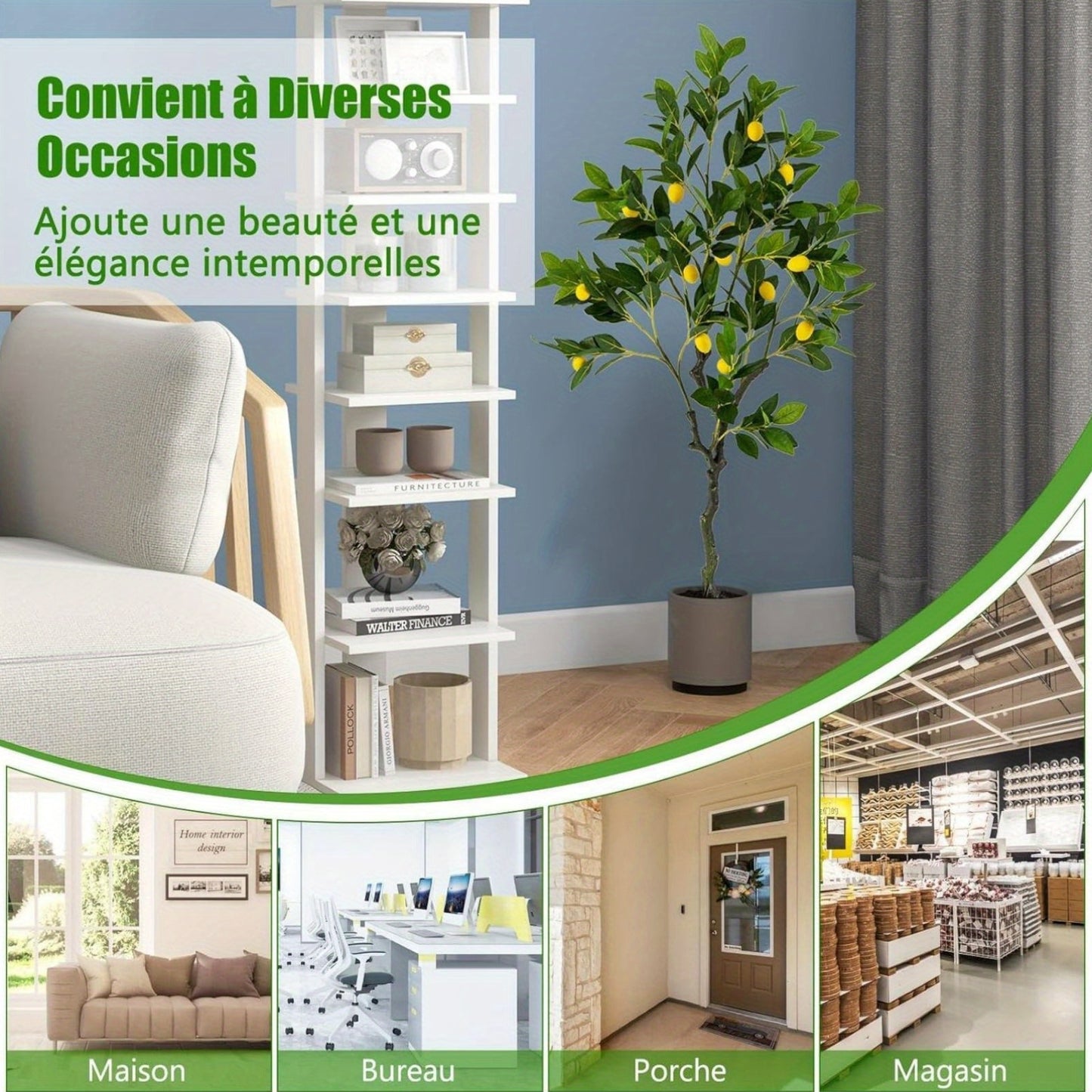 Artificial lemon tree 120cm, lime tree with pot & 18 lemons, artificial plant, citrus plant houseplant