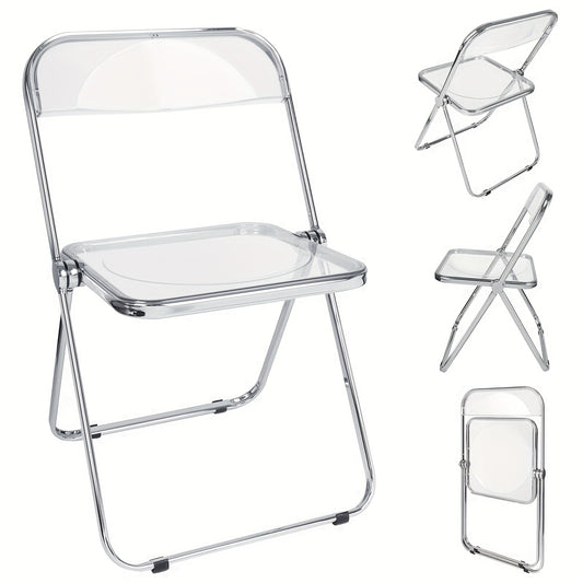 Space-Saving Acrylic Chair with Backrest Transparent Design | No Assembly Chair| Multi-Purpose Chair for Dining/Desk/Vanity | 150kg Load Capacity | Home Office Chair Transparent Minimalist Style, Dining Desk Vanity Chair, Spa