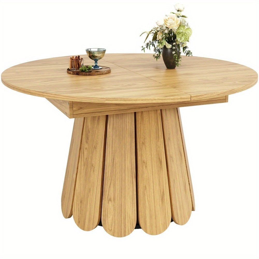 Uitbreidbare Ronde Eettafel – Uitschuifbare Eettafel – Klaptafel – Keukentafel – Balkontafel – MDF Houtlook – Tot 6 Personen – 118-158 cm