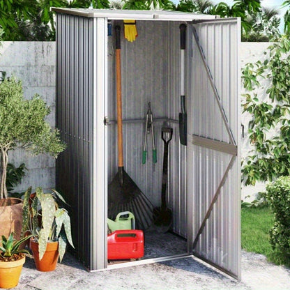 Tuinschuur – Tuinhuisje – Tuinberging – Tuinopslag – Schuur – Grijs – Gegalvaniseerd Staal – 118,5x97x209,5 cm – Stevig en Mobiel