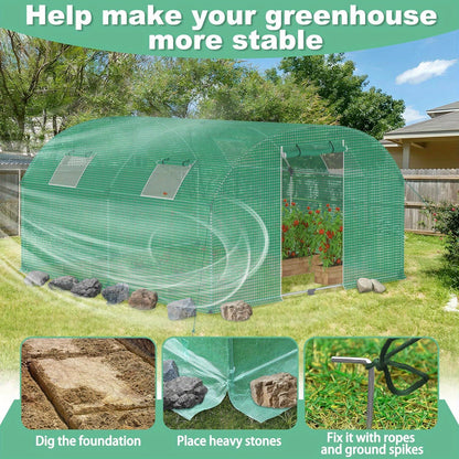 Greenhouse for the Garden, Tomato House with Windows, UV Resistant, with Galvanized Steel Frame and Mosquito Net, Green