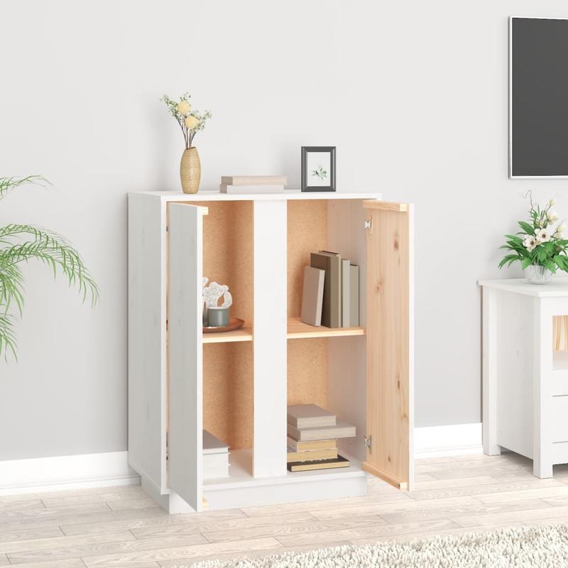 Sideboard 60x35x80cm massief grenenhout wit