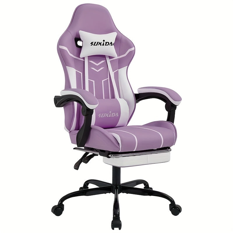 Gamingstoel – Gamestoel – Gaming Chair – Game Stoel – Bureaustoel – Ergonomisch Design – Verstelbare Rugleuning 90°-170° – Met Lendensteun en Hoofdsteun – Max Belastbaar 150 kg