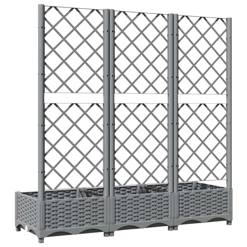 Dubbele Plantenhouder – Plantenbak – Bloembak – Kruidenbak – Tuinbak – Lichtgrijs – Stevig Materiaal – Comfortabele Werkhoogte – 120x40x121,5 cm