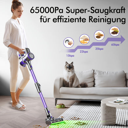 Draadloze Steelstofzuiger – Stofzuiger Zonder Snoer – Handstofzuiger – Stofzuiger Steel – Snoerloze Zuigkracht – Zwart – 65 kPa Zuigkracht – 7-Lagen Filtersysteem