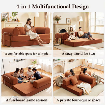Slaapbank 3-Zits – Bedbank – Sleeper Sofa – Uitklapbare Bank – Modulair Zitmeubel – 200 cm Breed – Corduroy Stof Met Metaalframe