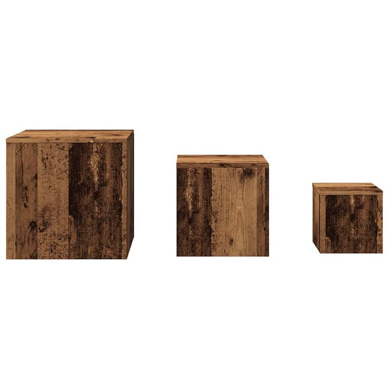 Bijzettafels – Salontafel – Bijzettafel – Tafeltje – Houten Tafels – Set Van 3 – Reclaimed Wood Look – Houtachtig Materiaal – Compact En Duurzaam