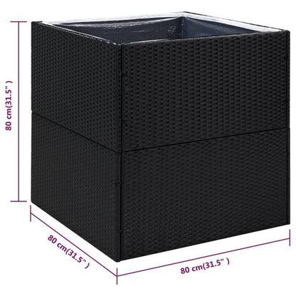Plantenrek – Plantenstandaard – Bloemenrek – Plantentafel – Plantenhouder – Polyrattan – Weerbestendig – 80x80x80 cm – Zwart
