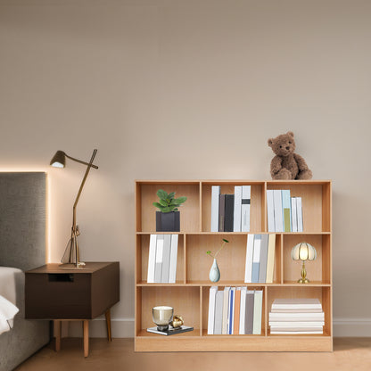 Boekenkast – Boekplank – Open Kast – Stelling – Opbergkast – Modern Eiken – 9 Vakjes – 120 cm Breed – Stevig Houten Ontwerp