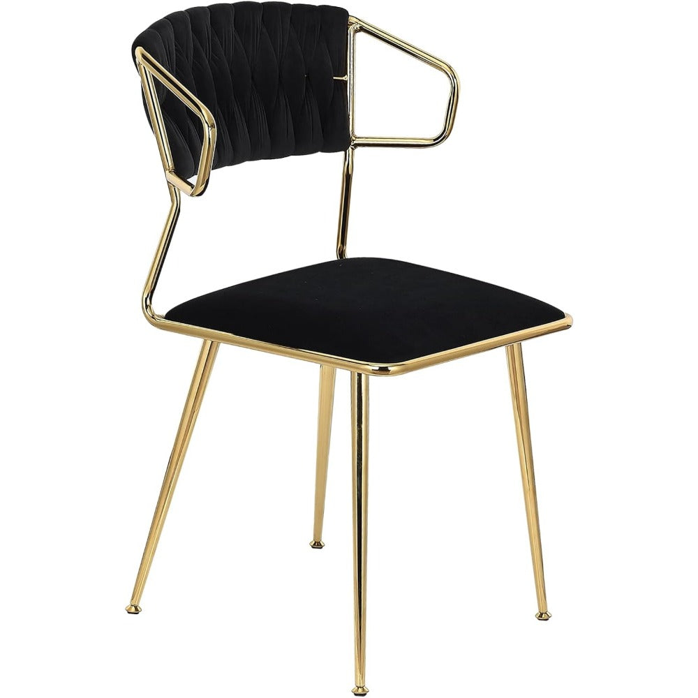 Eetkamerstoel – Keukenstoel – Kuipstoel – Stoel – Modern – Set van 2 – Zachte Velvet Bekleding – Gouden Metalen Poten