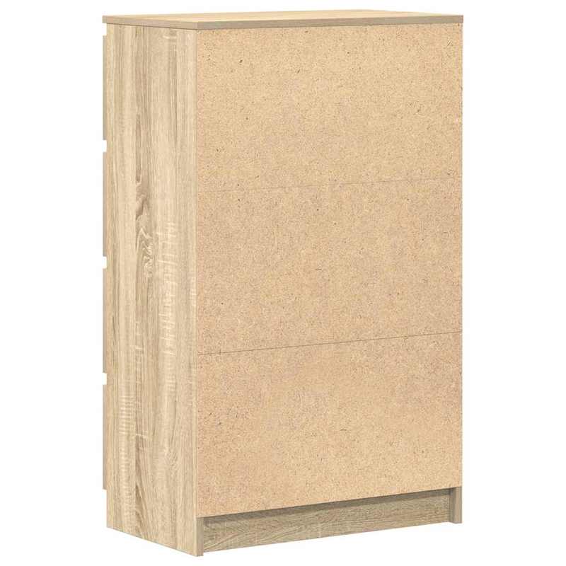 Kast – Opbergkast – Sideboard – Dressoir – Ladekast – Sonoma Oak – 4 Laden & Afsluitbare Deuren – MDF Hout 60x35x98,5 cm – Stevig & Eenvoudig Te Monteren