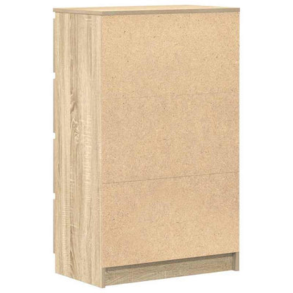 Kast – Opbergkast – Sideboard – Dressoir – Ladekast – Sonoma Oak – 4 Laden & Afsluitbare Deuren – MDF Hout 60x35x98,5 cm – Stevig & Eenvoudig Te Monteren
