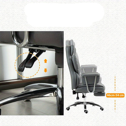 Bureaustoel – Office Chair – Kantoorstoel – Draaistoel – Werkstoel – Ergonomisch Design – Verstelbare Rugleuning & Voetsteun – Donkergrijs