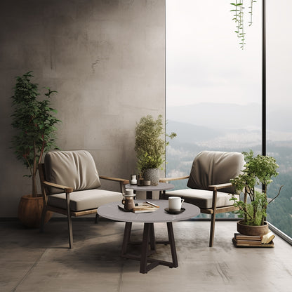 Bijzettafels – Salontafels – Side Tables – Tafeltjes – Nachtkastjes – Set Van 2 Ronde Tafels Zwart – Marmerlook Gesinterd Steen – Zwart Metaalframe