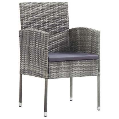 Tuinstoelen – Tuinstoel Outdoor – Inklapbare Stoel – Loungestoel – Stapelbare Tuinstoel – Polyrattan Grijs – Set van 2 – Weerbestendig & Comfortabele Donkergrijze Kussens
