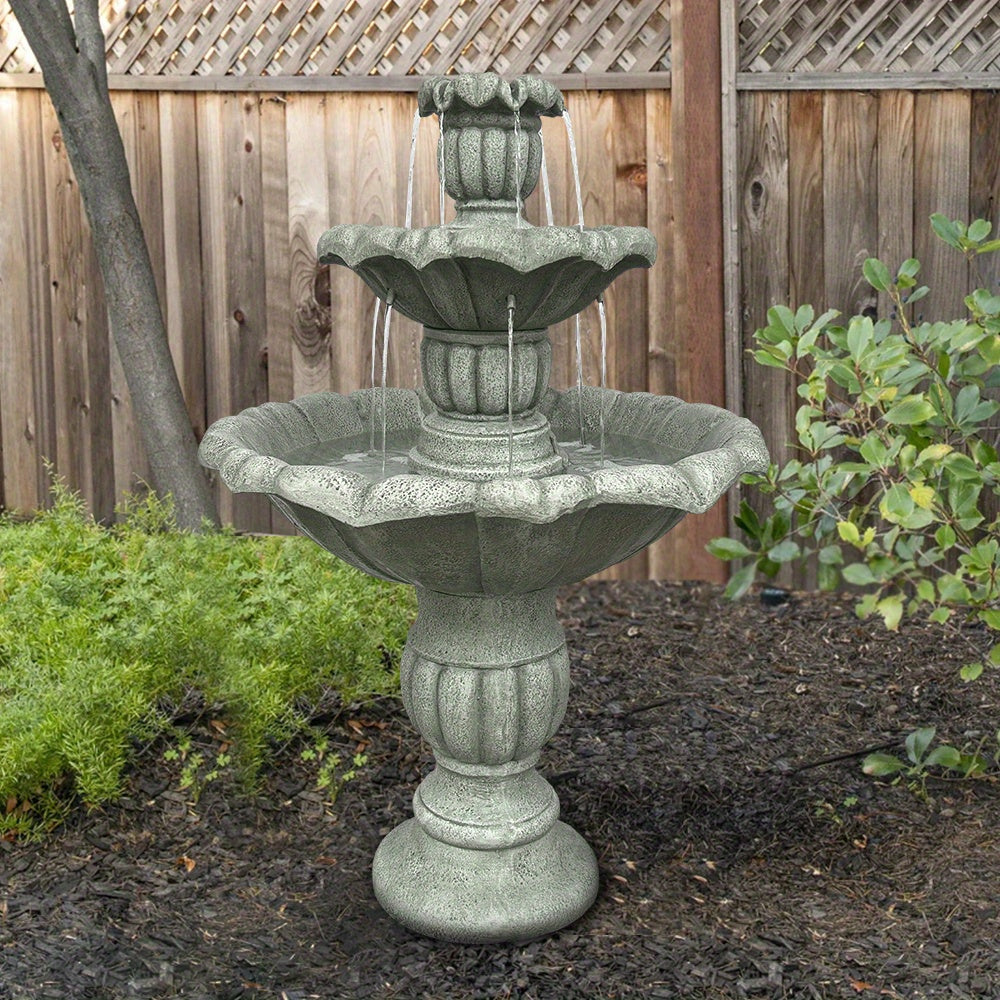 Tuinfontein – Waterval Fontein – Buitenfontein – Waterornament – Tuindecoratie – Vezelversterkt Beton – Ø67 cm Hoog – Inclusief Dompelpomp