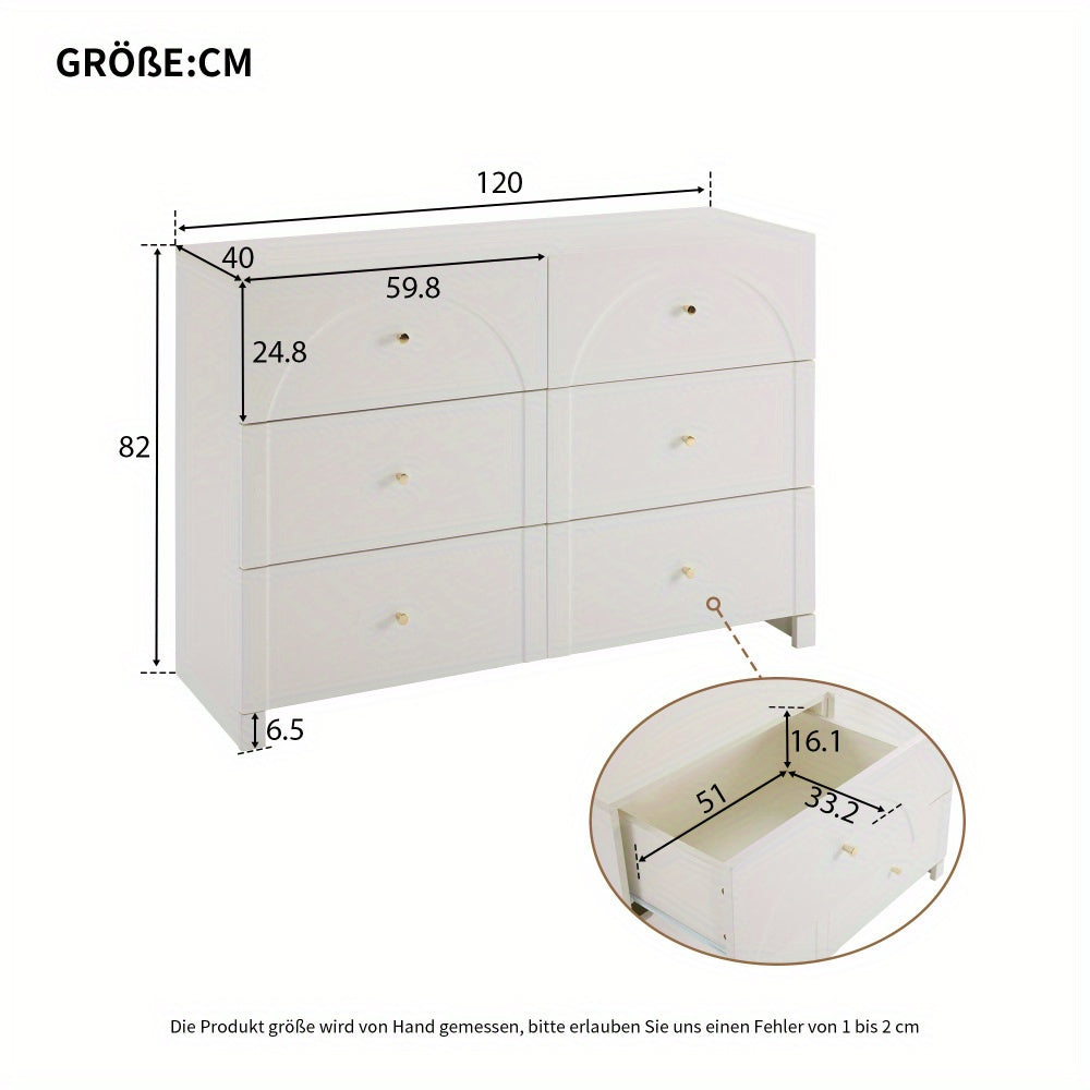 Ladeblok – Ladekast – Dressoir – Opbergmeubel – Ladekastje – Wit – 6 Lades – Vintage Design – 82x120x40 cm – Zonder Houtdelen