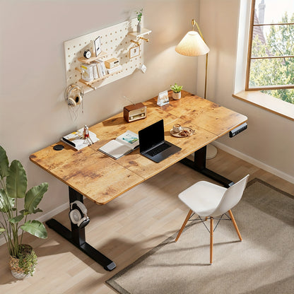 Bureau – Bureaublad – Werkplek – Bureauwerk – E-Sports Desk – Verstelbare Hoogte – Houten Tafelblad – Stevig Metaal – Wit – Ruim & Functioneel