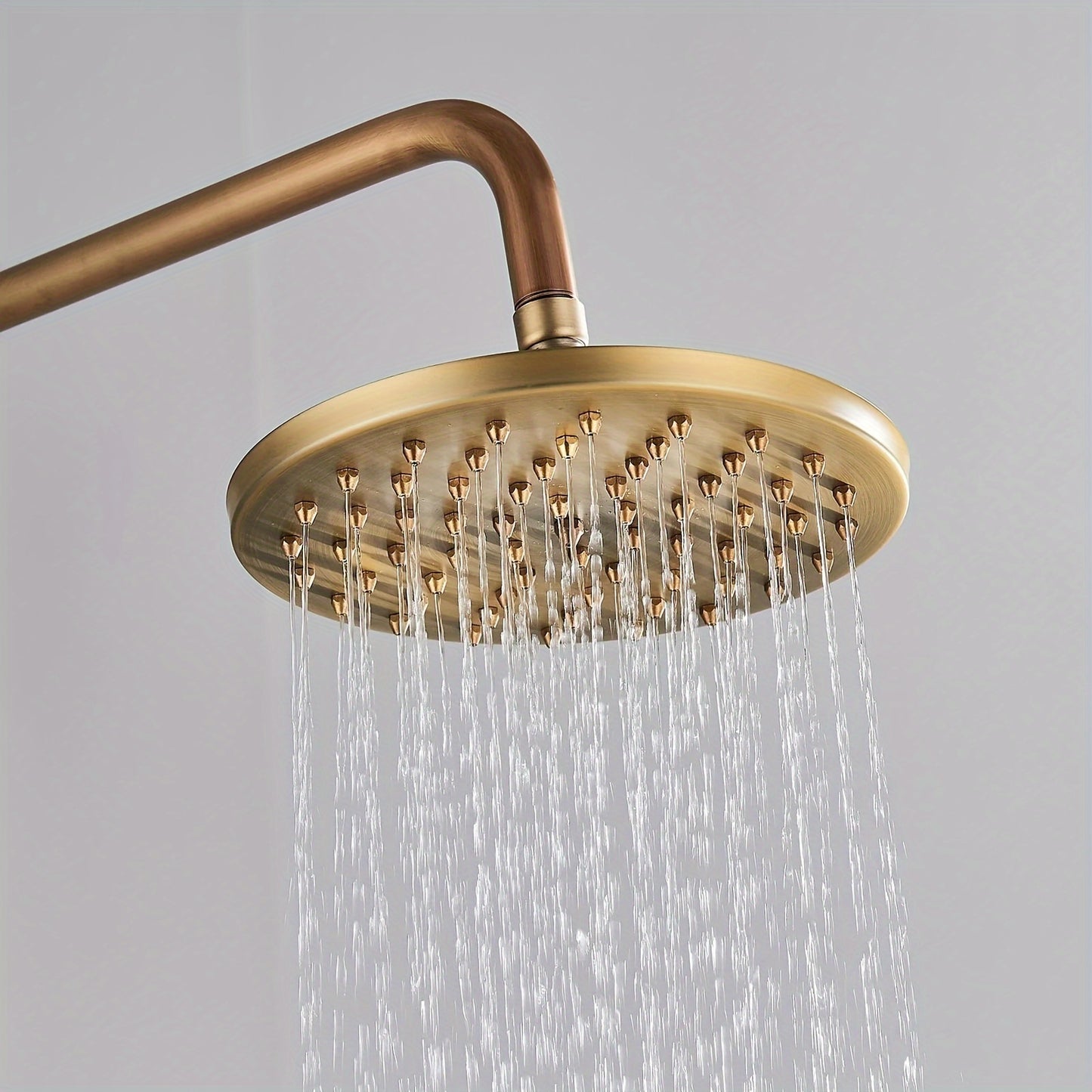 Buitendouche – Tuindouche – Regendouche – Douchekraan – Baduitloop – Antiek Messing – Regendouchekop 20,32 cm – Duurzaam Metalen Materiaal