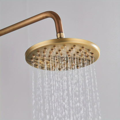 Buitendouche – Tuindouche – Regendouche – Douchekraan – Baduitloop – Antiek Messing – Regendouchekop 20,32 cm – Duurzaam Metalen Materiaal