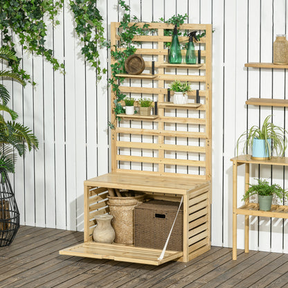 Tuinkist – Tuinopbergbox – Kussenbox – Opbergbox – Tuinberging – Houten Opbergbox – Weerbestendig – Inclusief Klimrek en Verstelbare Planken – 80x45x160 cm – Massief Dennenhout