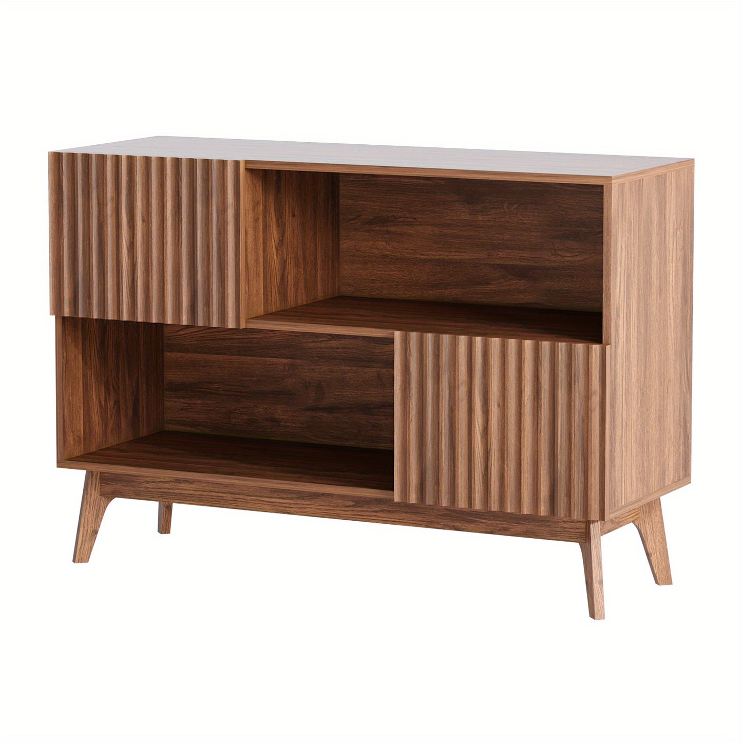 Sidetable – Consoletafel – Wandtafel – Haltafel – Dressoir – Industrieel Design – Notenhout & Metaal – Soft-Close Deuren – Verstelbare Metalen Poten – 100x38x77 cm