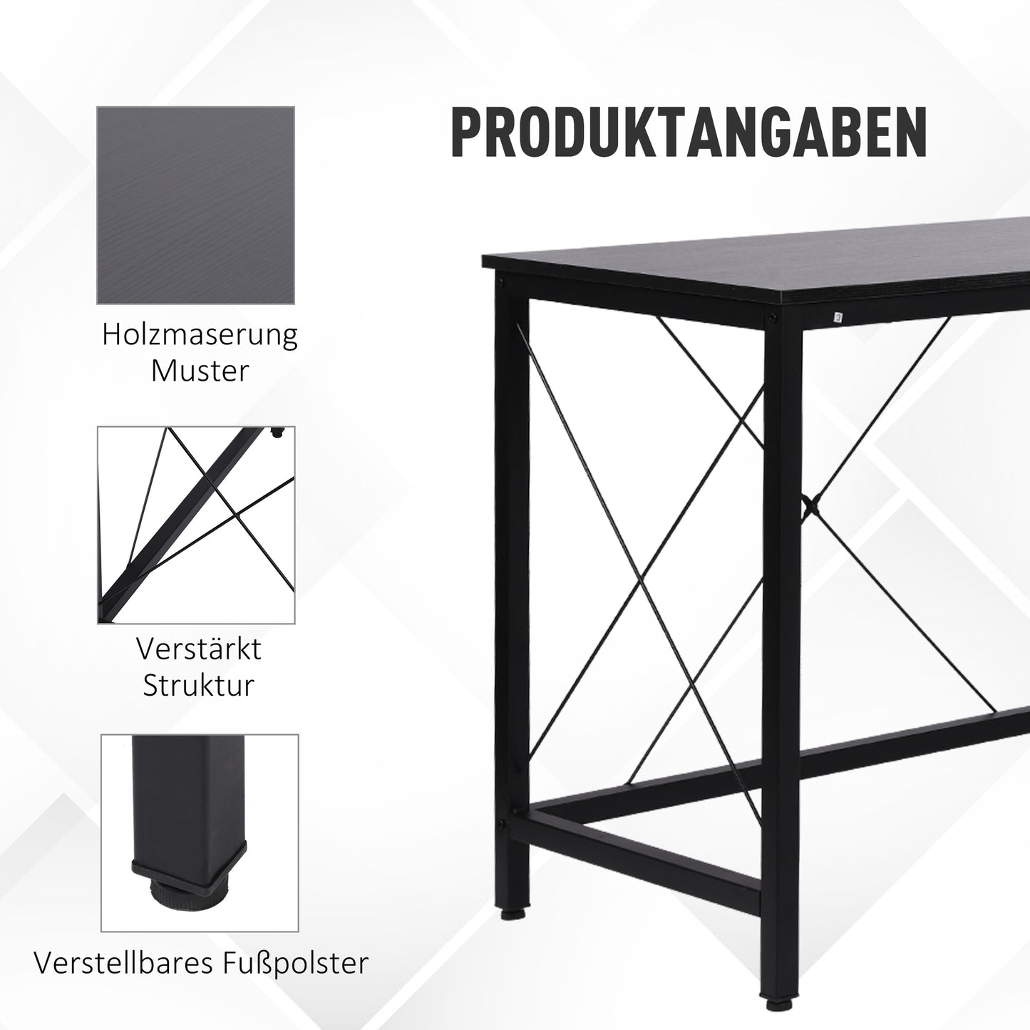 Hoekbureau – Computerbureau – Bureautafel – L-vormig Bureau – Werkplek Bureau – 150x150 cm – Gepoedercoat Stalen Frame – Waterafstotend Melamine MDF Tafelblad