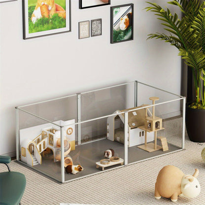 Acrylic Binnenren – Speelren – Binnenkooi – Ren Voor Kleine Huisdieren – Multi-Panel Kooi – 124x63x40 cm – Krasbestendig Acryl – Veilig Ontsnapproof Design