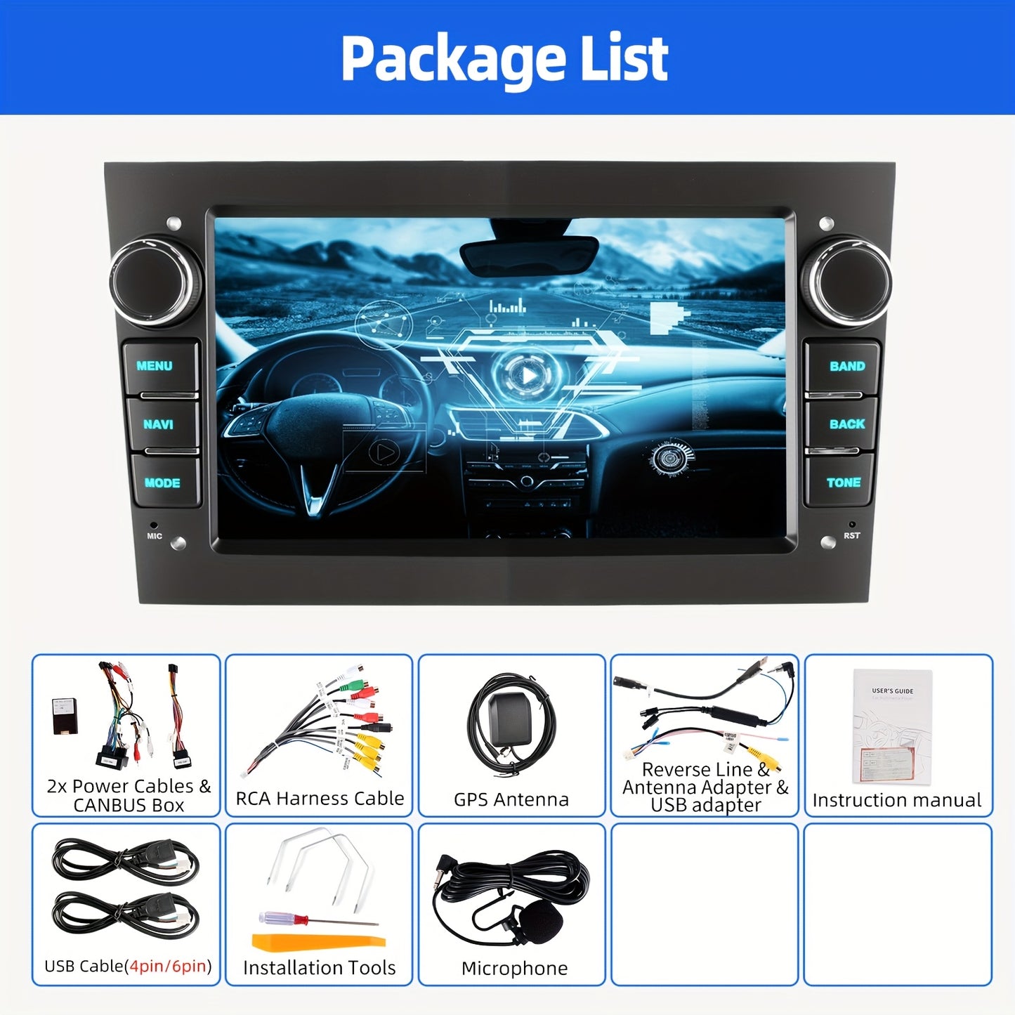ESSGOO 2+32GB Android 14 For Opel For Corsa C D Astra H For Antara For Vectra For Zafira Meriva Vivaro 7 Inch/17.78cm HD Screen Car Stereo Radio With Wireless Carplayer, Android Auto GPS NAV WiFi FM RDS USB With Microphone Ca