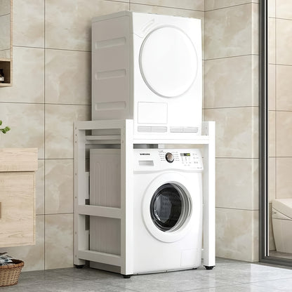 Wasmachinekast – Droogkast – Opbergkast Wasmachine – Badkamerkast – Wasruimte Kast – Verstelbare Planken – Gietijzer – Wit