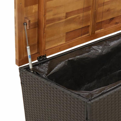 Tuinkist – Opbergkist – Tuinbox – Buitenopberger – Balkonbox – Zwart – 110x55x63 cm – Duurzaam Poly Rattan & Acaciahout