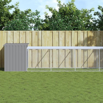 Kippenhok – Kippenren – Pluimveehok – Buitenren – Lichtgrijs – Gegalvaniseerd Staal – 110x609x110 cm – Veilig en Duurzaam
