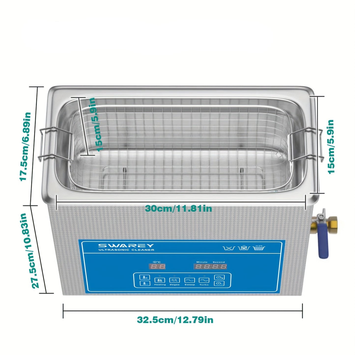 Ultrasone Reiniger – Ultrasoon Schoonmaakapparaat – Sieraden Reiniger – Horloge Cleaner – Brillenreiniger – Met Verwarming Tot 80°C – Roestvrij Stalen Behuizing