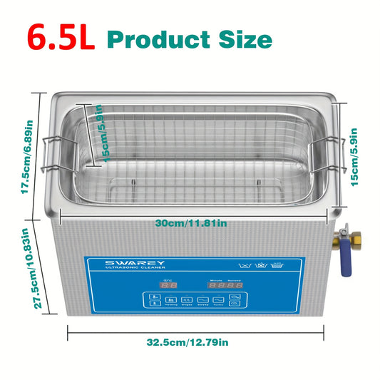 Swarey Ultrasonic Cleaning Device 40 KHz With Digital Timer And Heating, Washing Equipment Machine For Metal Tools Jewellery Carburettor Metal Parts